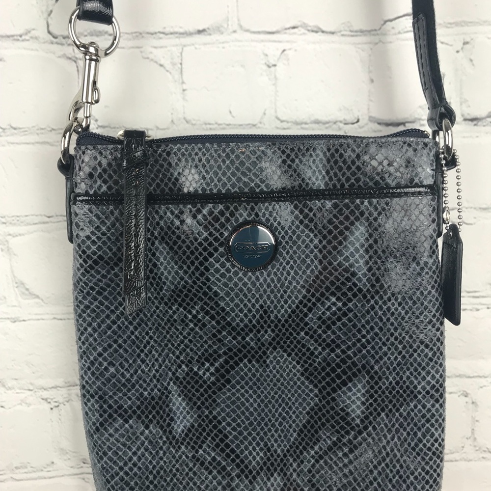 COACH Python Print Crossbody Purse with Patent Leather Accents